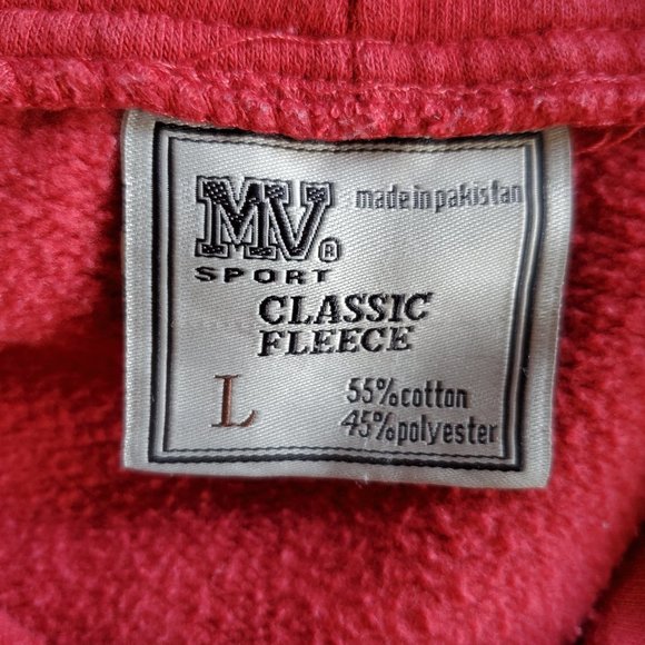 Cross Lake Minnesota Red Fleece Hoodie Sweatshirt Large Kangaroo Pocket - Picture 5 of 6
